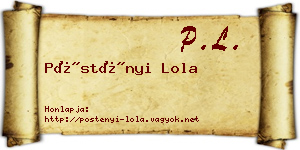 Pöstényi Lola névjegykártya
